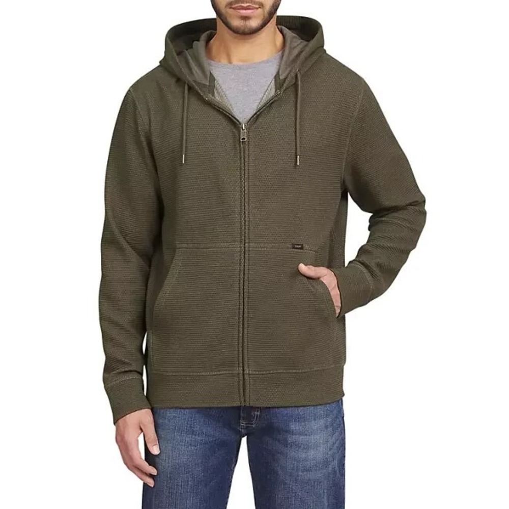 Lee Men's Full Zip Textured Hoodie Size Small Dark Olive